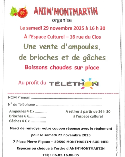 Anim’Montmartin – Vente d’ampoules, brioches et gâches