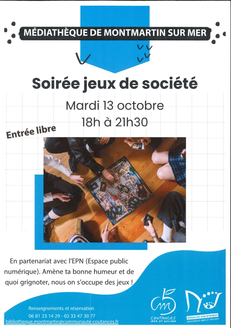 Soirée jeux de société – Médiathèque de Montmartin-sur-Mer